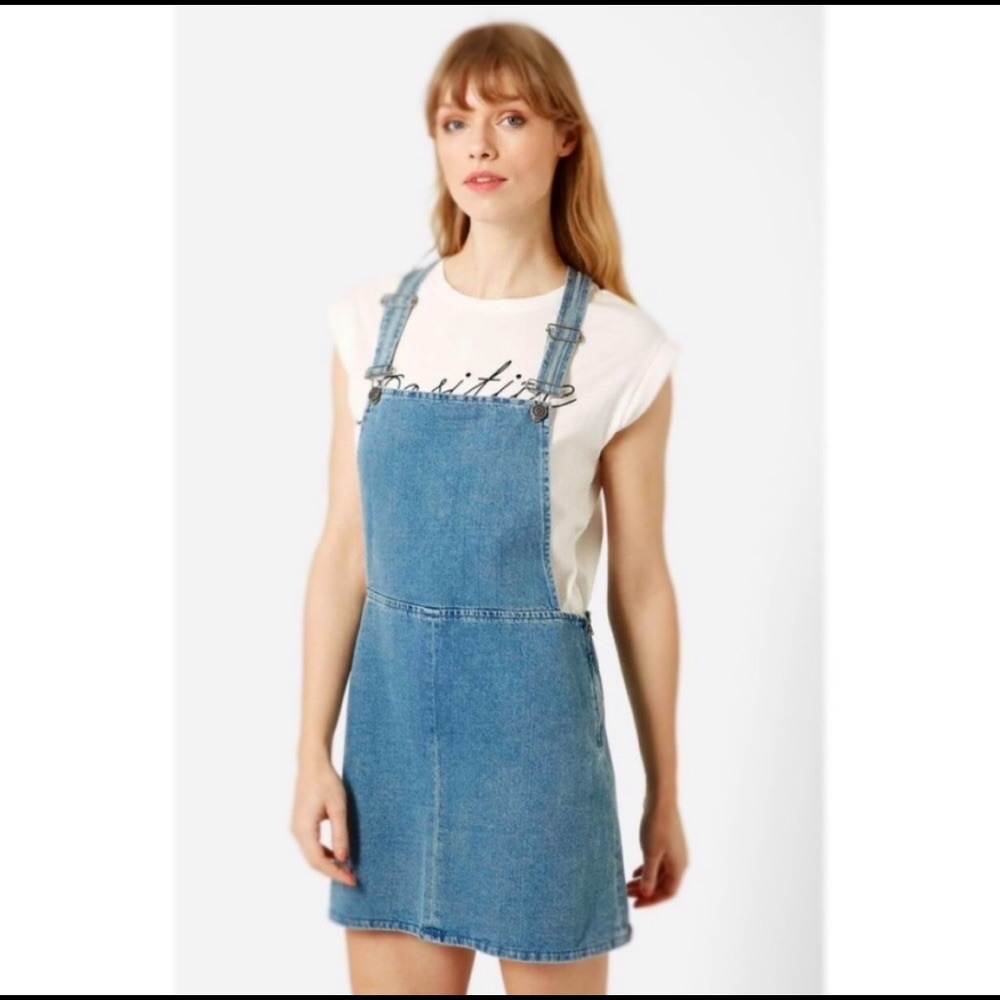 Topshop Jean Overall Skirt Dress Size 8